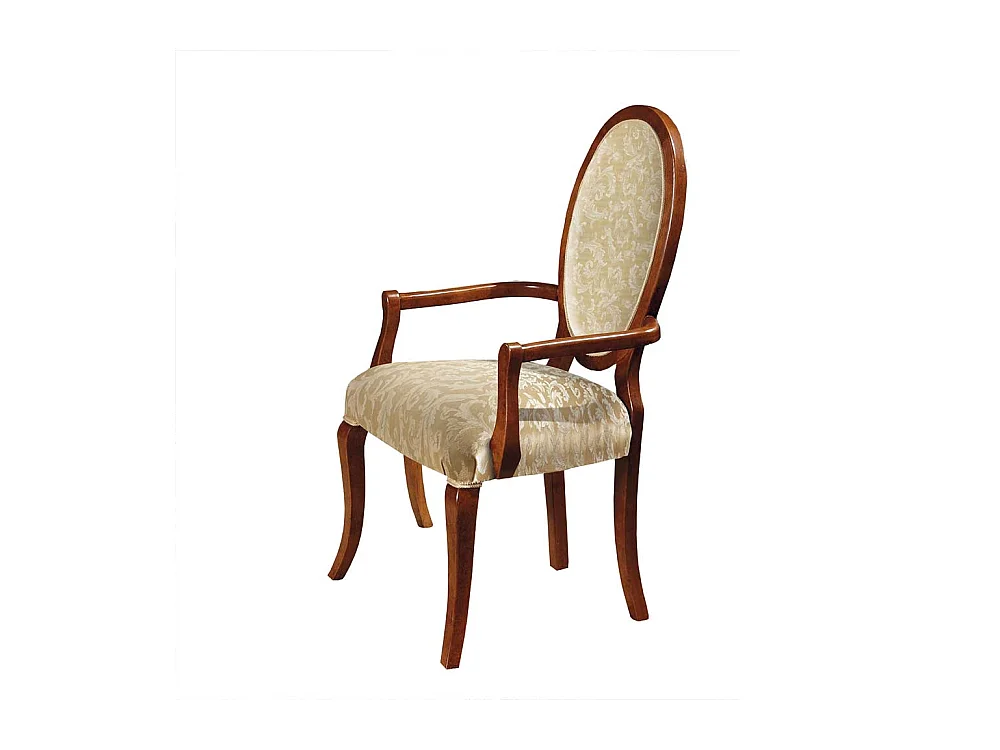 Armlehnen Polsterstuhl in Nussbaumfarben und Beige italienischen Design