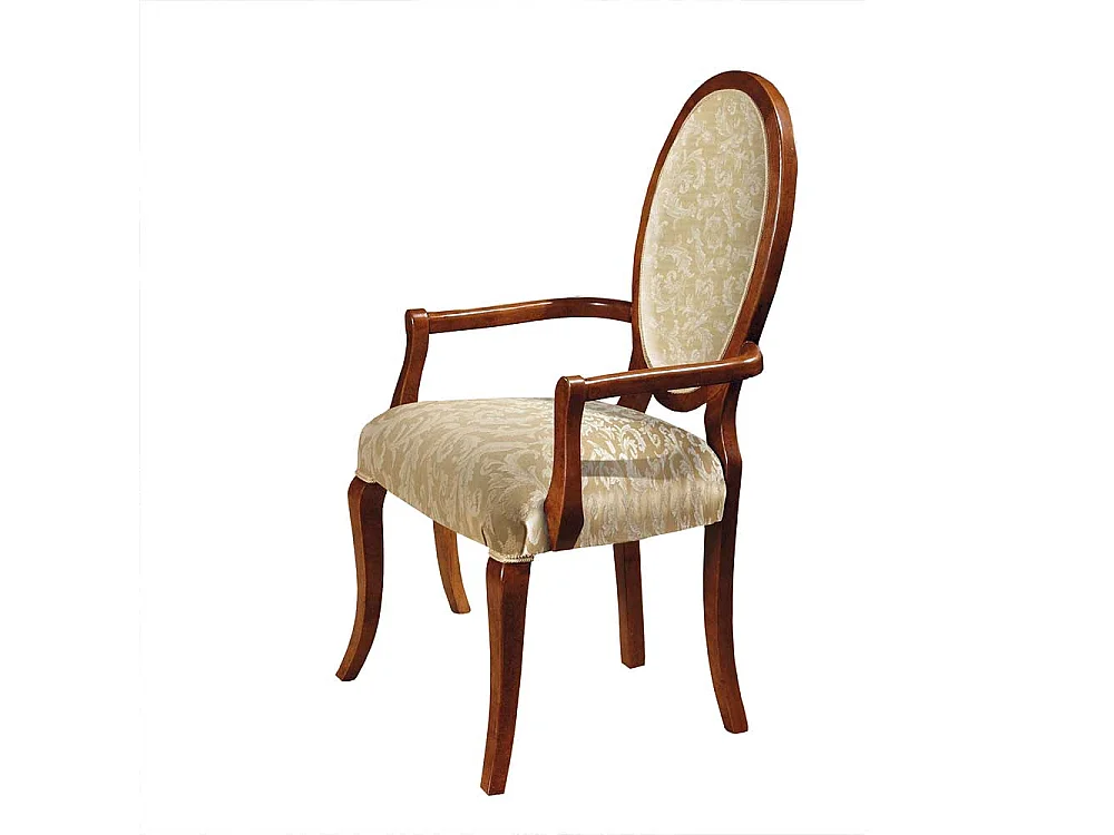 Armlehnen Polsterstuhl in Nussbaumfarben und Beige italienischen Design