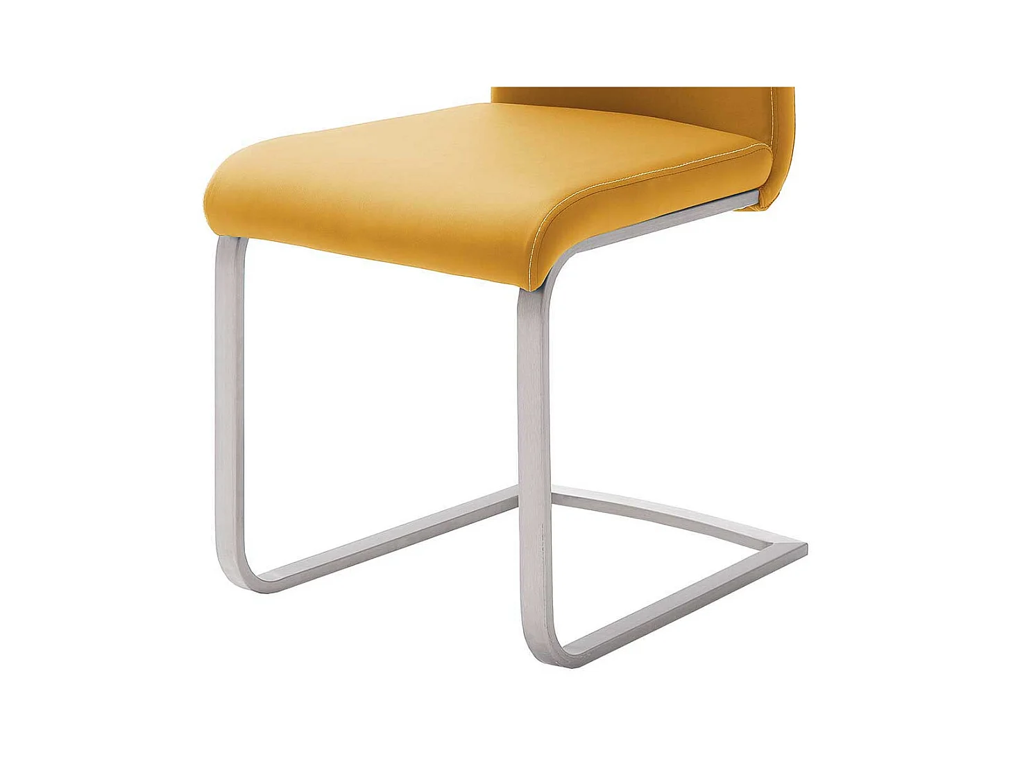 Design Freischwinger in Kunstleder Gelb Edelstahl (4er Set)