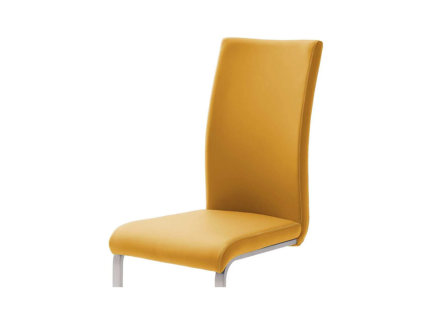 Design Freischwinger in Kunstleder Gelb Edelstahl (4er Set)