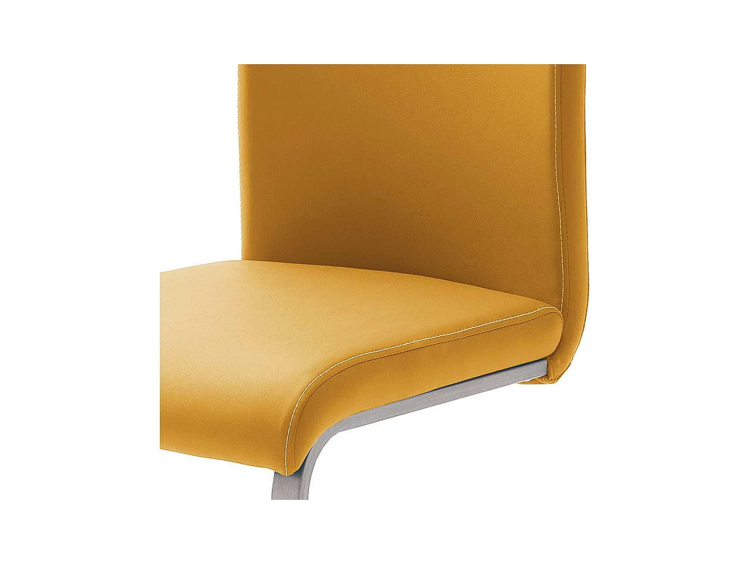 Design Freischwinger in Kunstleder Gelb Edelstahl (4er Set)