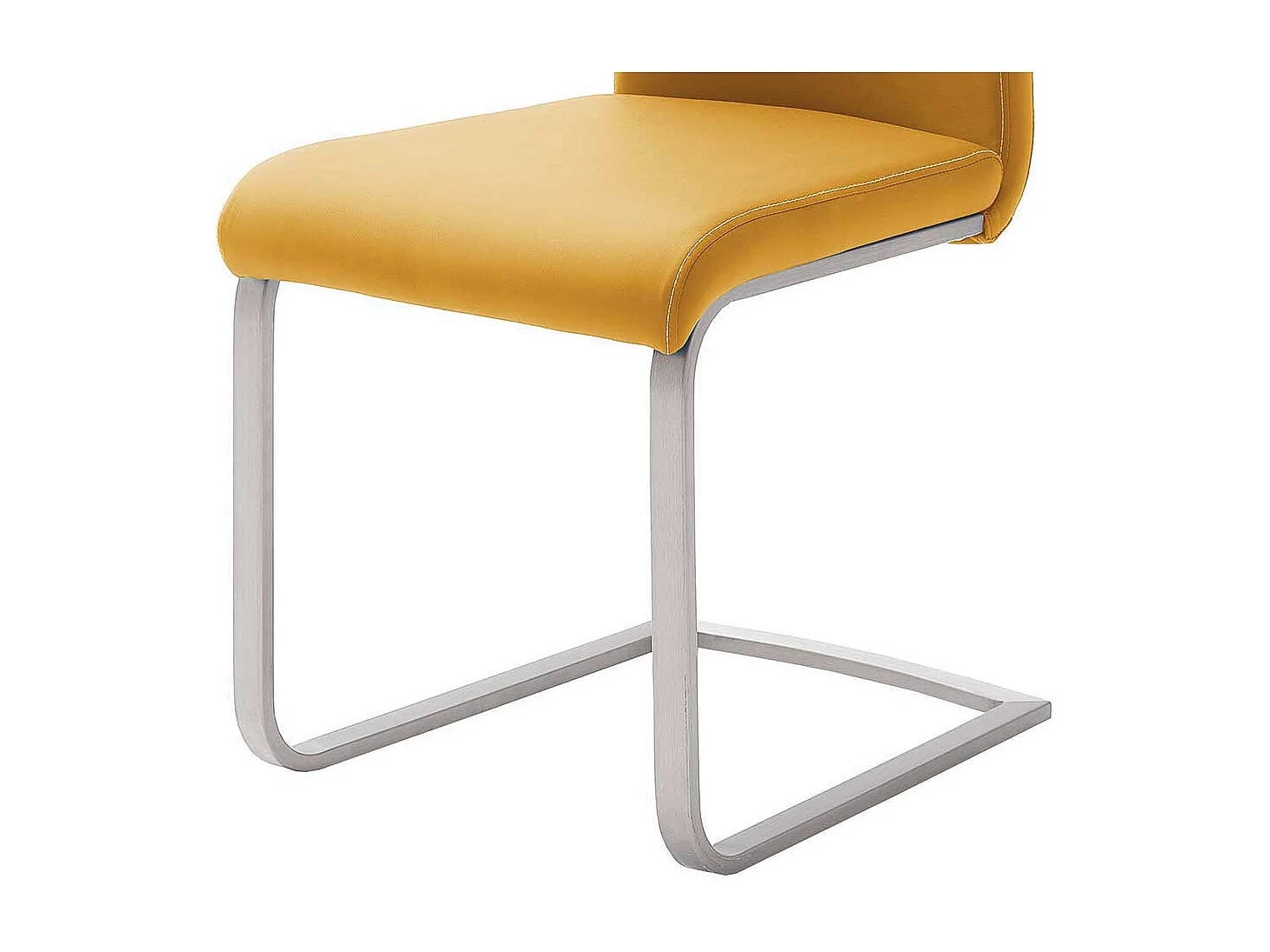 Design Freischwinger in Kunstleder Gelb Edelstahl (4er Set)