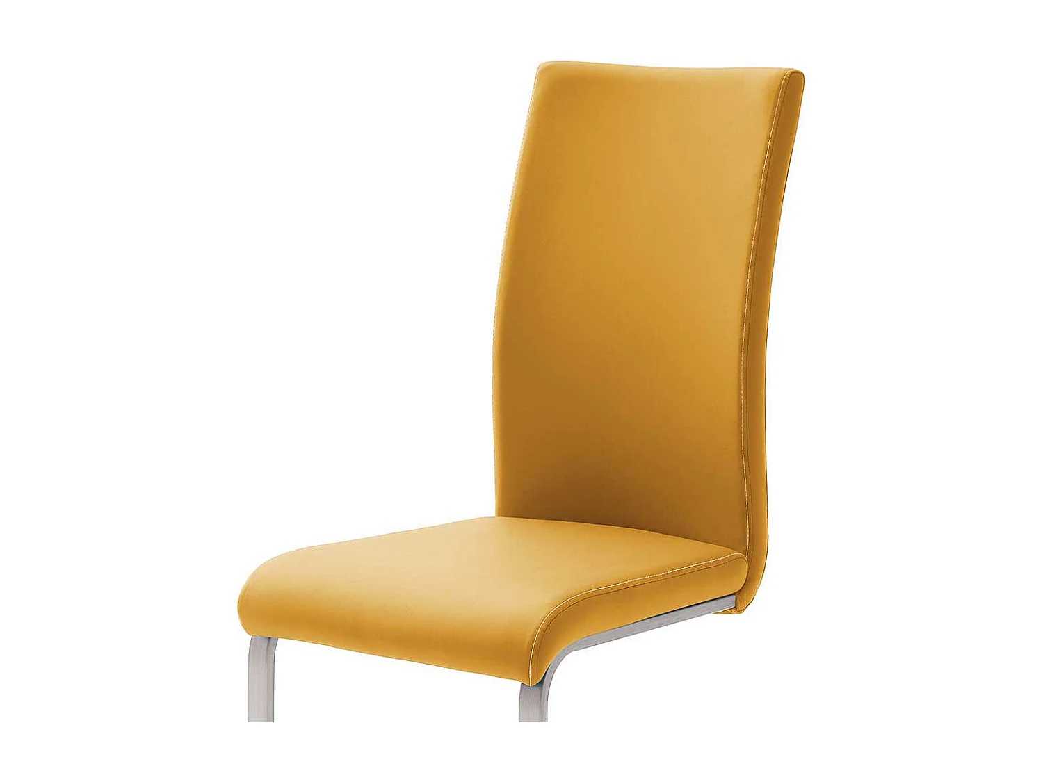 Design Freischwinger in Kunstleder Gelb Edelstahl (4er Set)