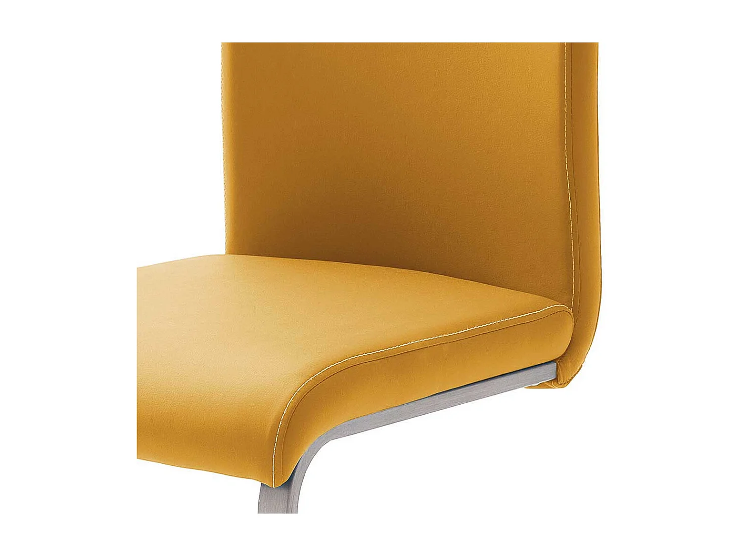 Design Freischwinger in Kunstleder Gelb Edelstahl (4er Set)