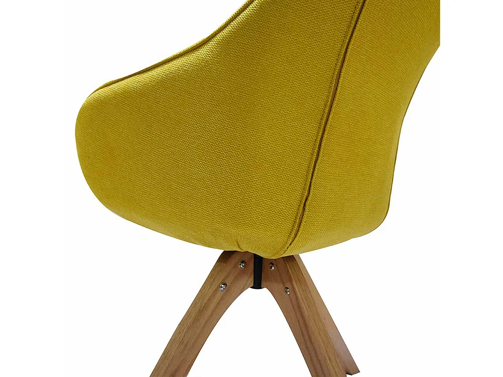 Gelber Armlehnenstuhl drehbar Eiche Massivholz Gestell