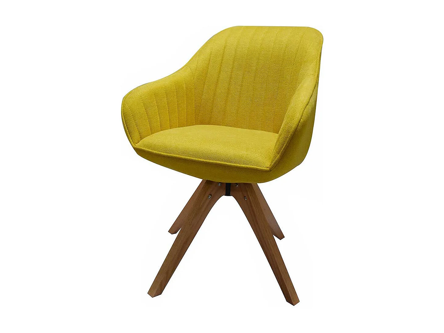 Gelber Armlehnenstuhl drehbar Eiche Massivholz Gestell