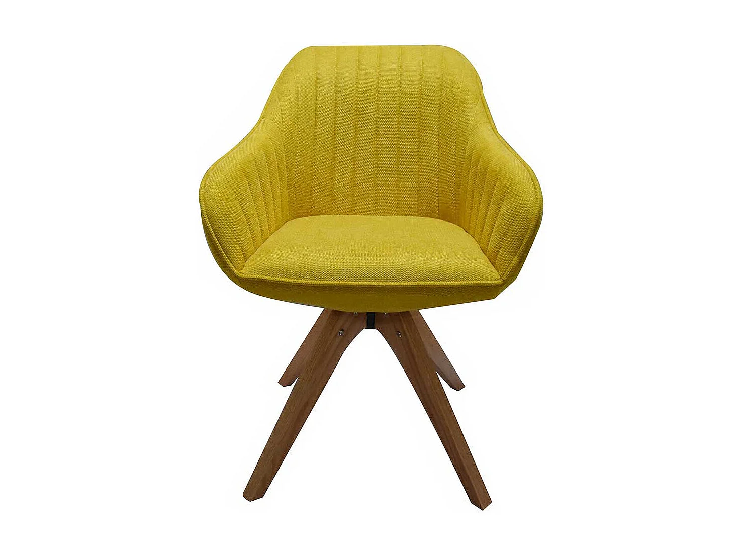 Gelber Armlehnenstuhl drehbar Eiche Massivholz Gestell