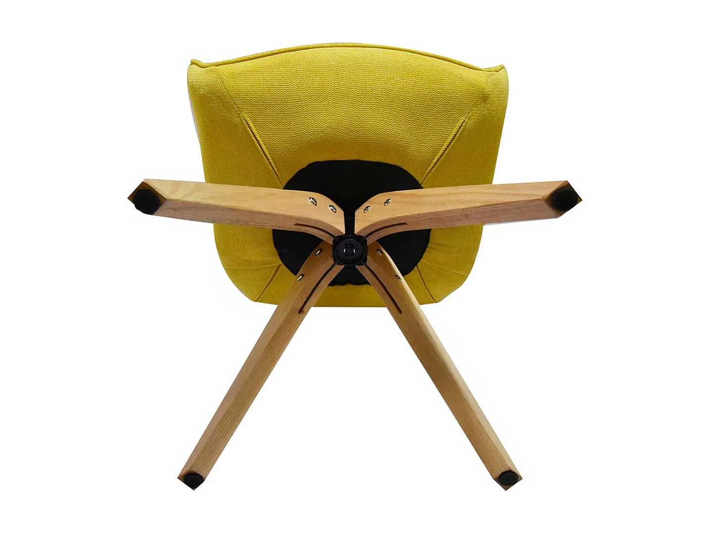 Gelber Armlehnenstuhl drehbar Eiche Massivholz Gestell