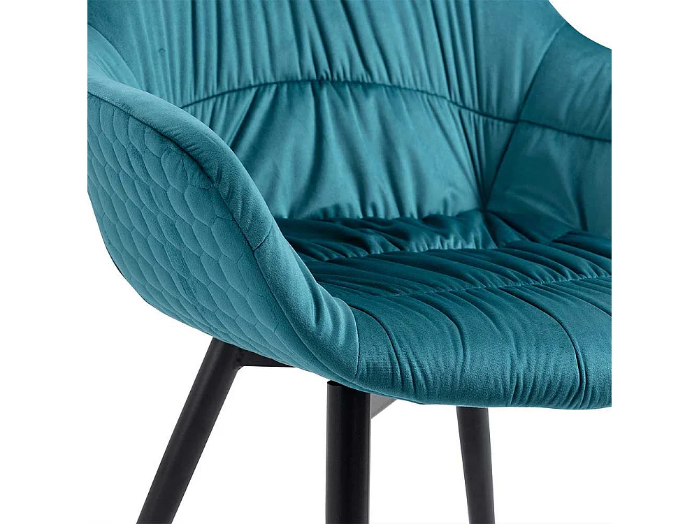 Polsterstuhl Esszimmer in Türkis & Schwarz Armlehnen