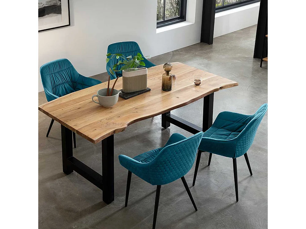 Polsterstuhl Esszimmer in Türkis & Schwarz Armlehnen