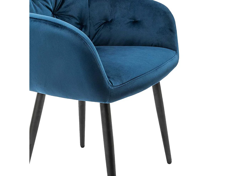 Armlehnstuhl in Blau Samt Retro Design
