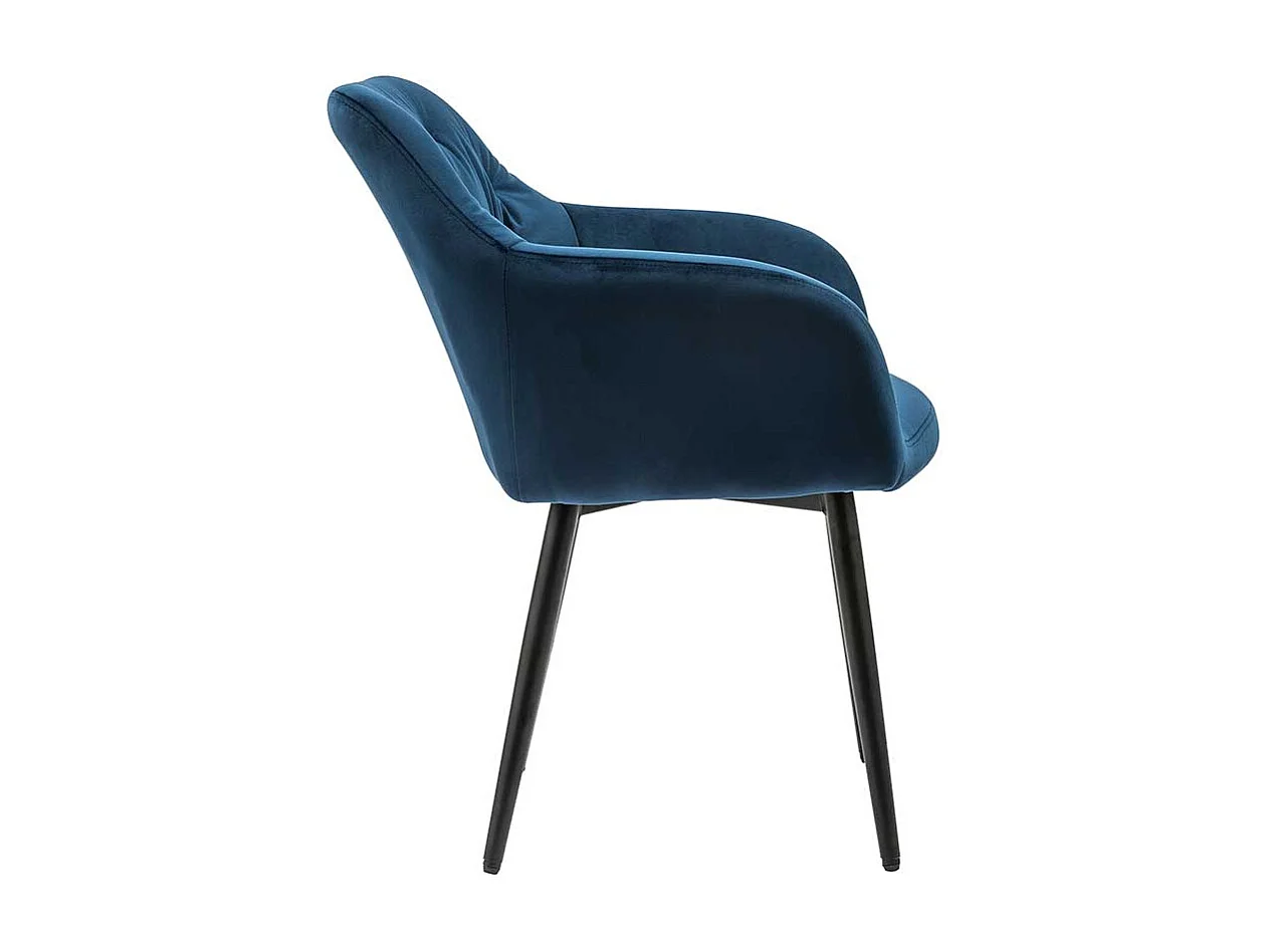 Armlehnstuhl in Blau Samt Retro Design