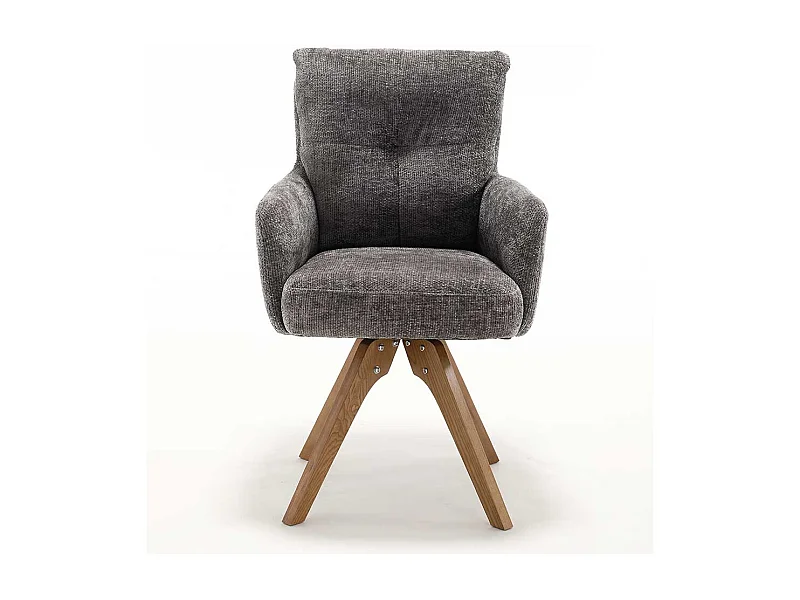 Armlehnenstuhl Stuhl Set in Anthrazit mit Gestell aus Massivholz (2er Set)