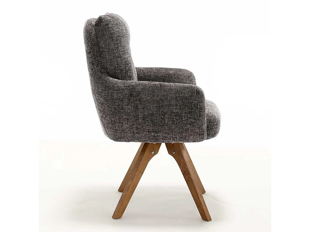 Armlehnenstuhl Stuhl Set in Anthrazit mit Gestell aus Massivholz (2er Set)