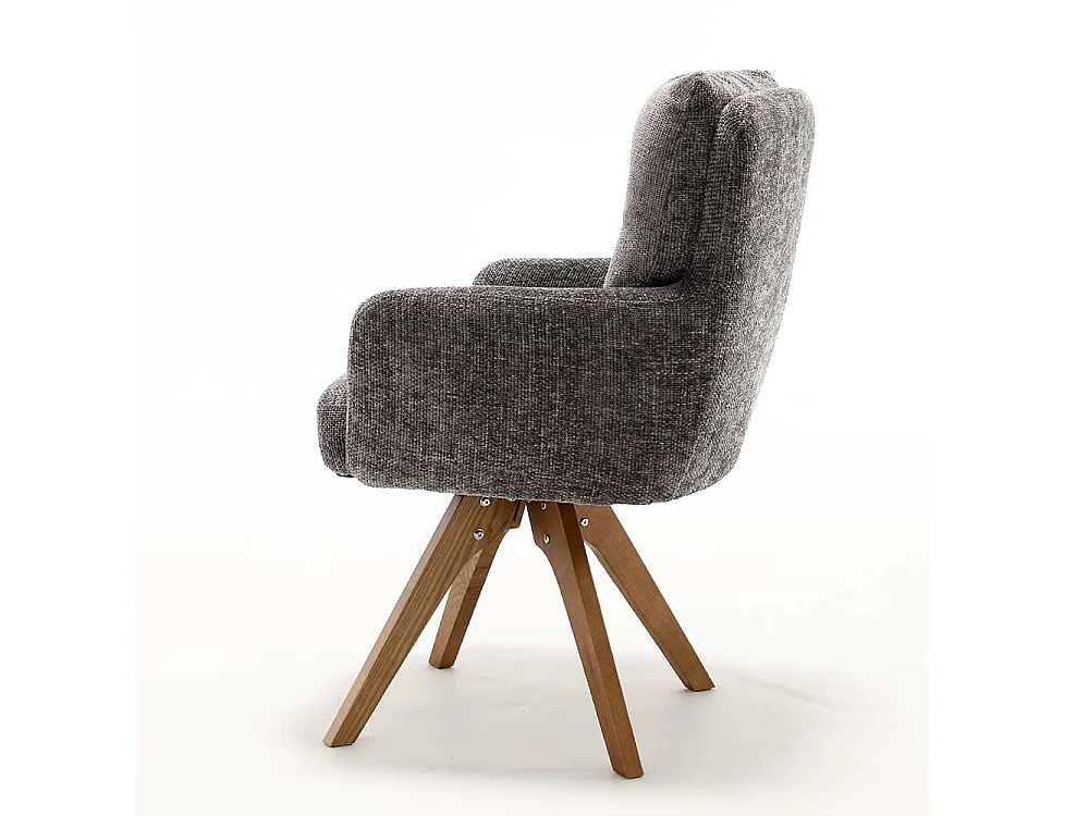 Armlehnenstuhl Stuhl Set in Anthrazit mit Gestell aus Massivholz (2er Set)