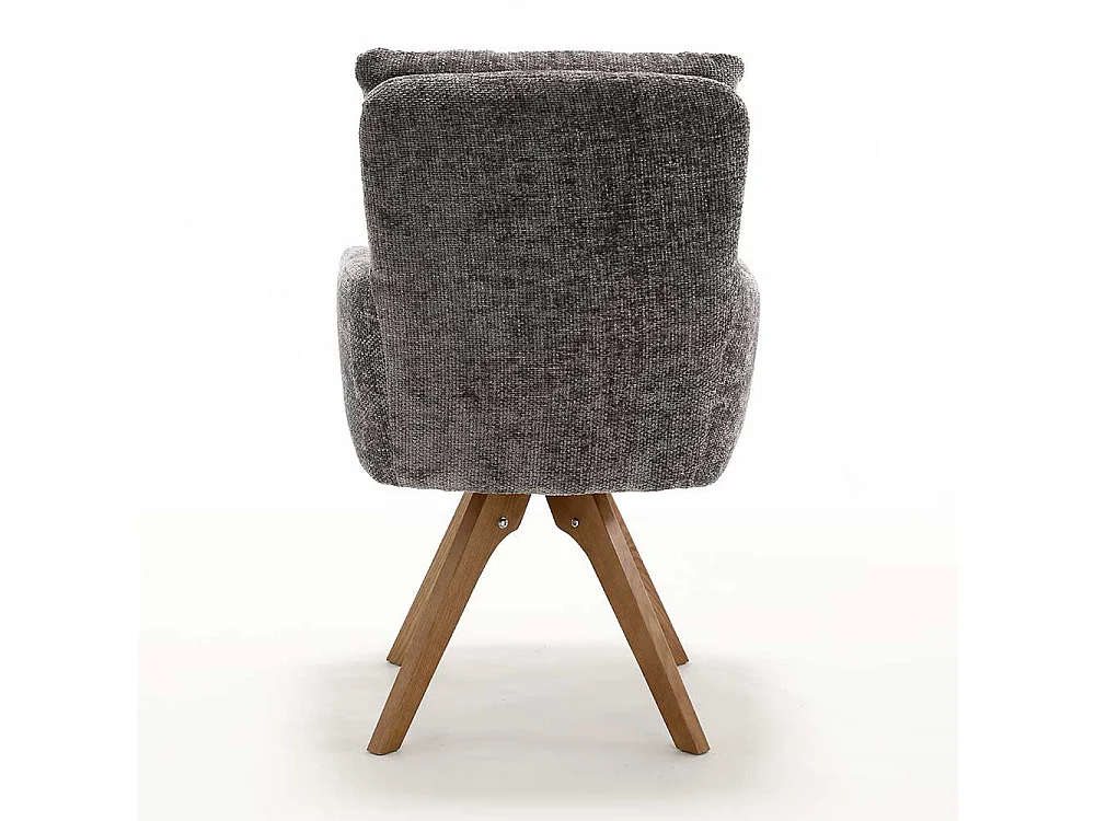 Armlehnenstuhl Stuhl Set in Anthrazit mit Gestell aus Massivholz (2er Set)