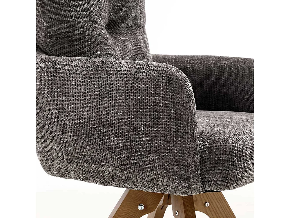 Armlehnenstuhl Stuhl Set in Anthrazit mit Gestell aus Massivholz (2er Set)