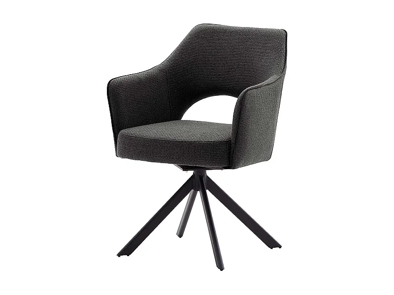 Esszimmerarmlehnstühle in Anthrazit Strukturstoff drehbar (2er Set)