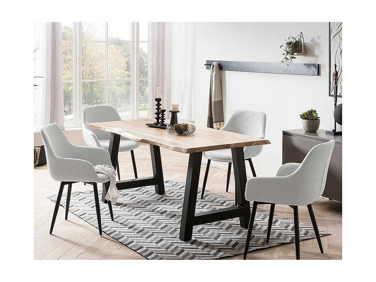 Stuhl Set weiss schwarz mit Armlehnen Gestell aus Metall (2er Set)