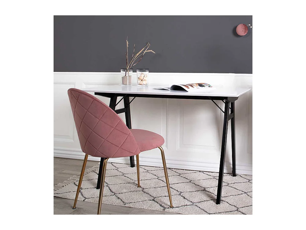 Samt Stühle in Rosa Metallgestell in Messingfarben (2er Set)