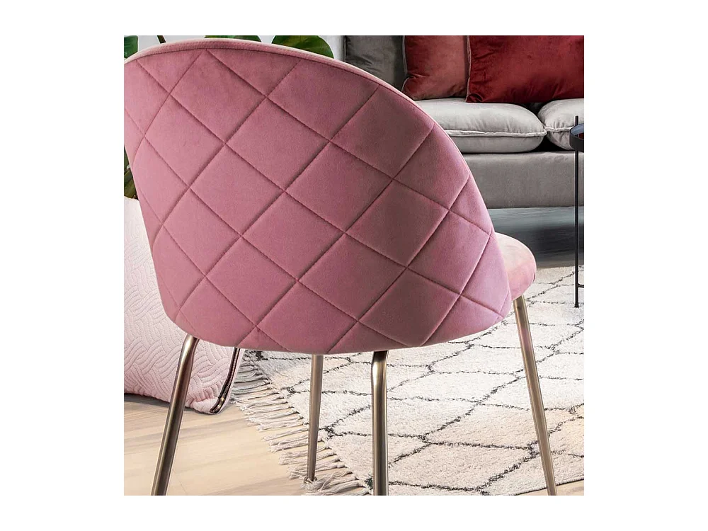 Samt Stühle in Rosa Metallgestell in Messingfarben (2er Set)