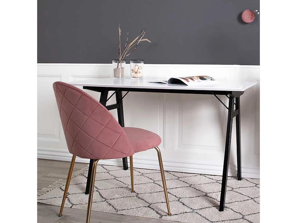Samt Stühle in Rosa Metallgestell in Messingfarben (2er Set)