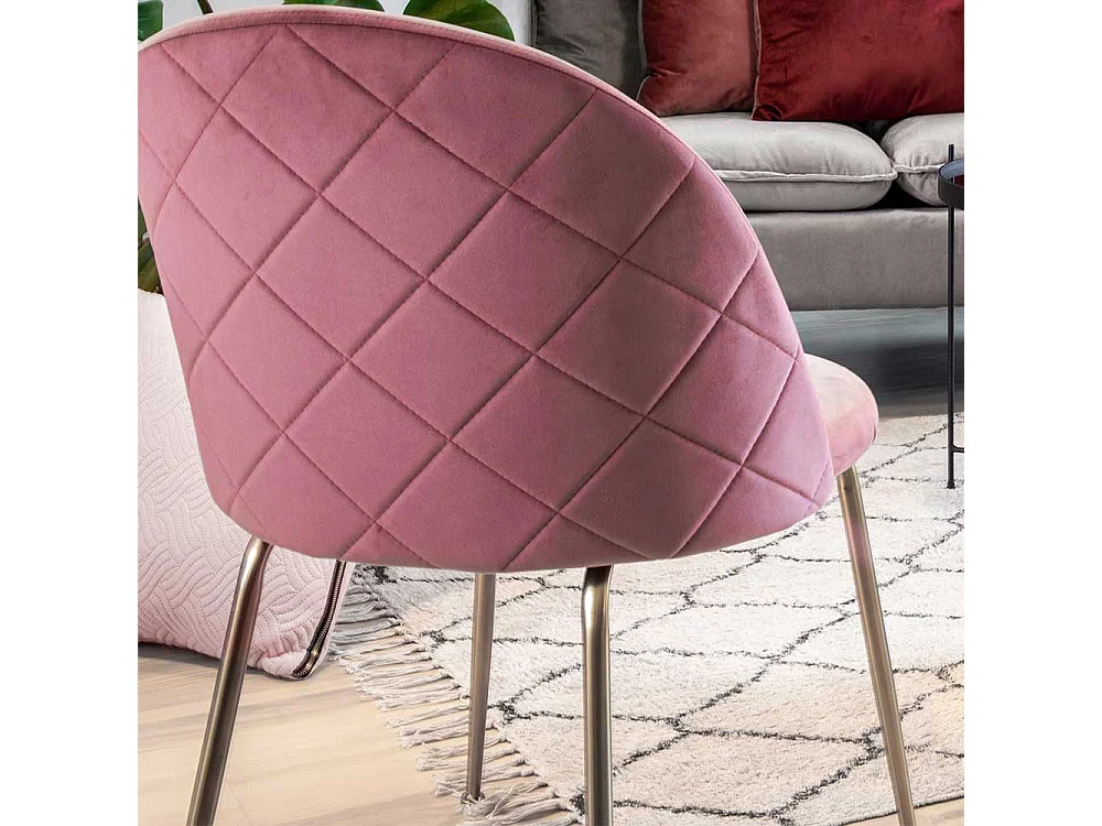 Samt Stühle in Rosa Metallgestell in Messingfarben (2er Set)