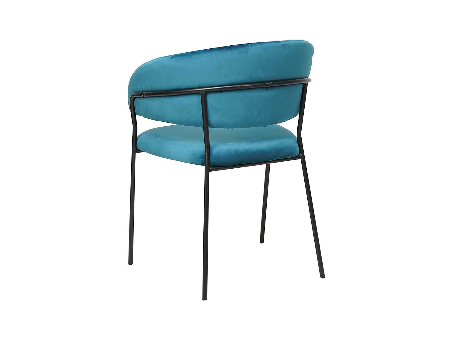 Samt Armlehnstuhl in Türkis und Schwarz Metallgestell