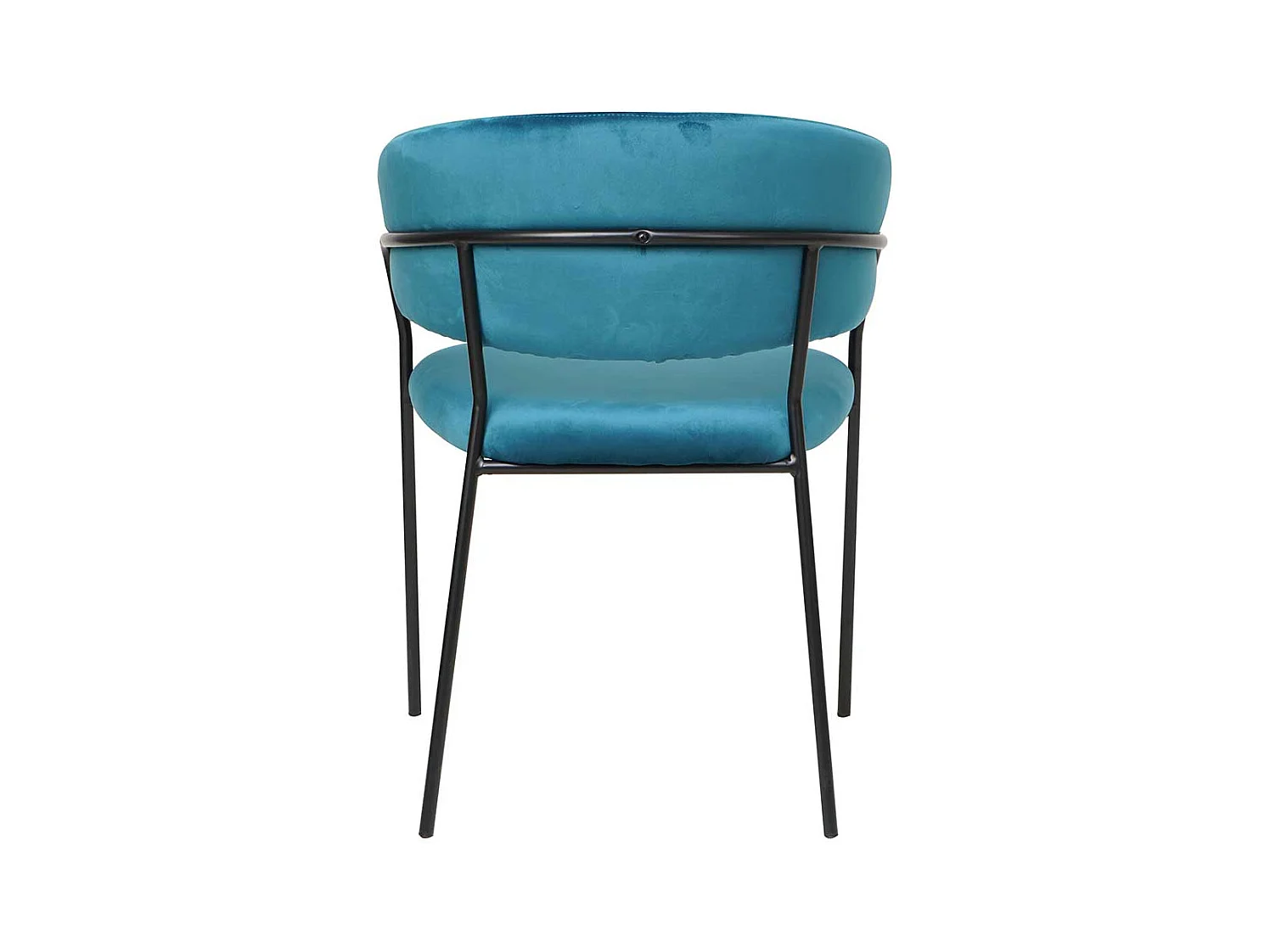 Samt Armlehnstuhl in Türkis und Schwarz Metallgestell