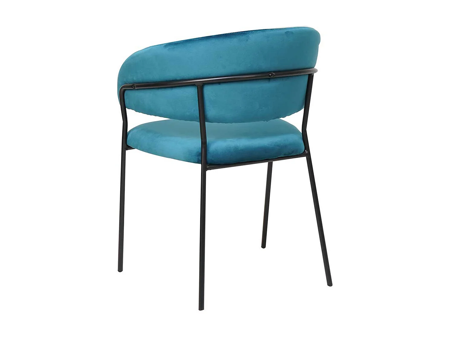 Samt Armlehnstuhl in Türkis und Schwarz Metallgestell