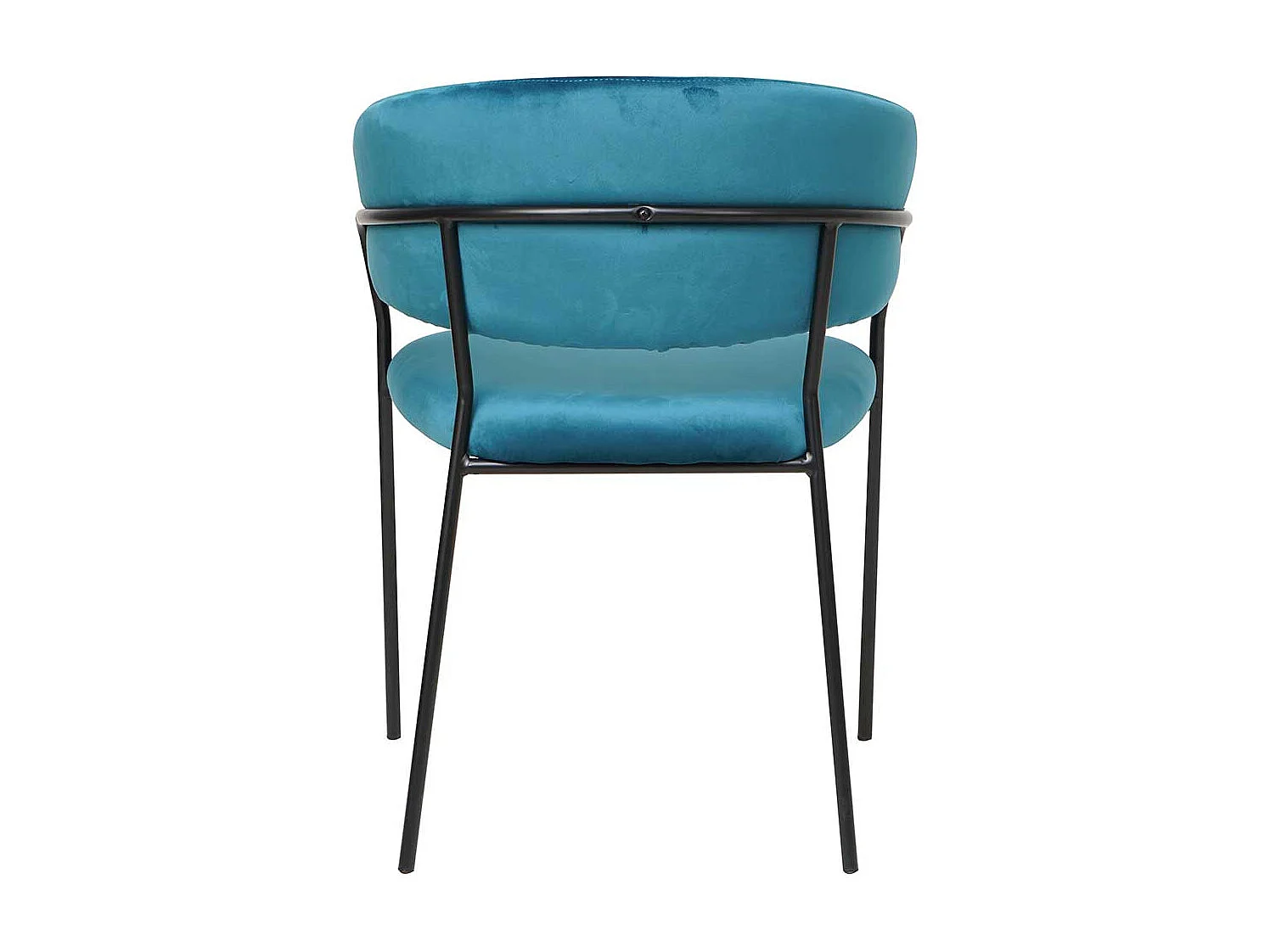 Samt Armlehnstuhl in Türkis und Schwarz Metallgestell