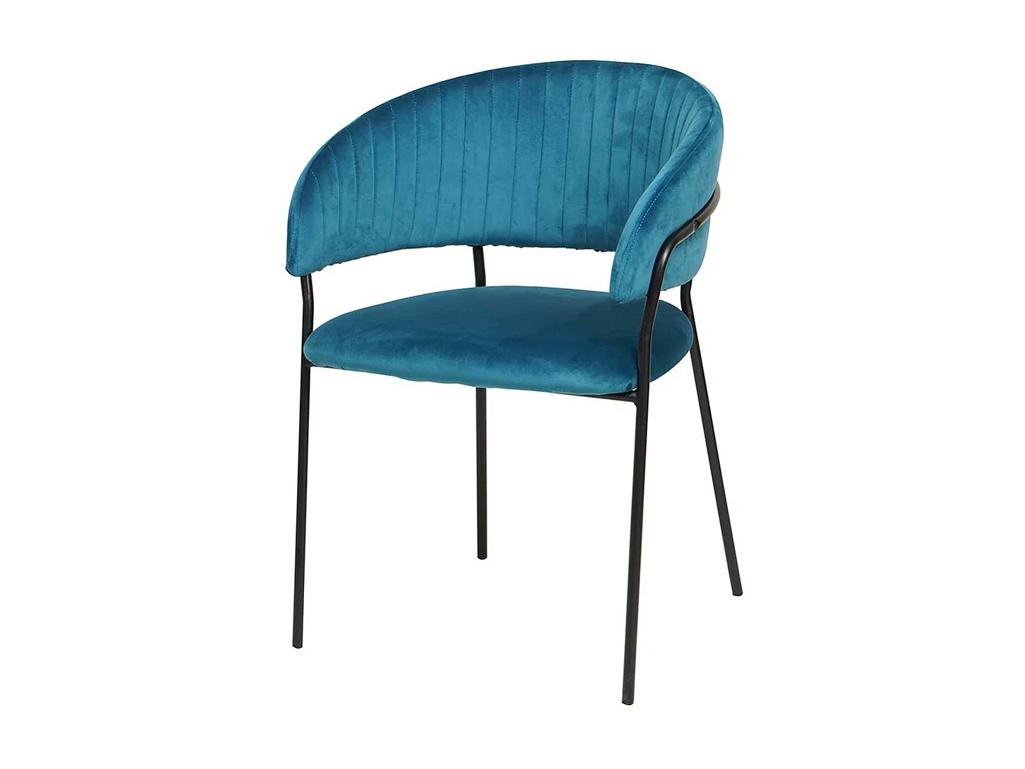 Samt Armlehnstuhl in Türkis und Schwarz Metallgestell