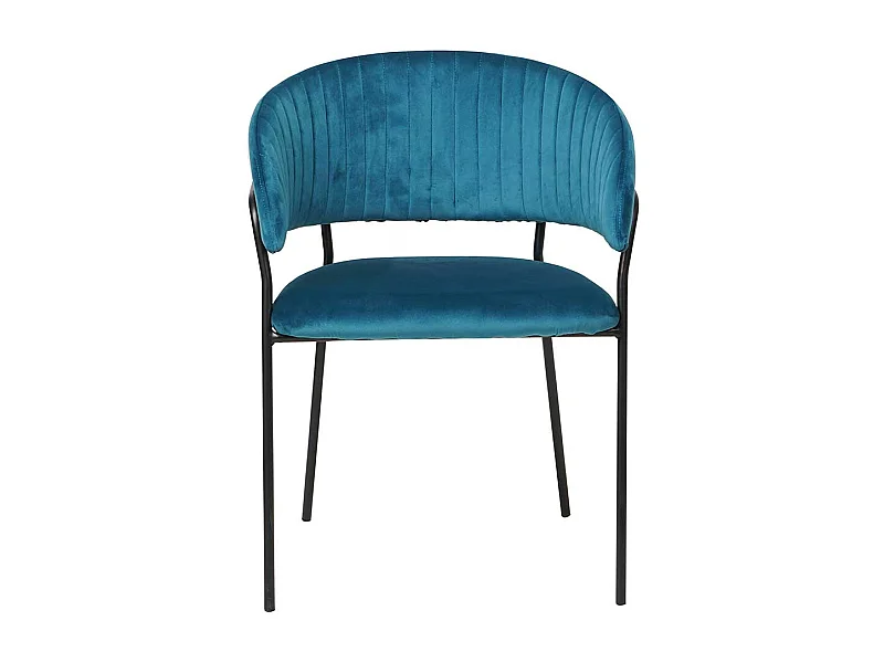Samt Armlehnstuhl in Türkis und Schwarz Metallgestell