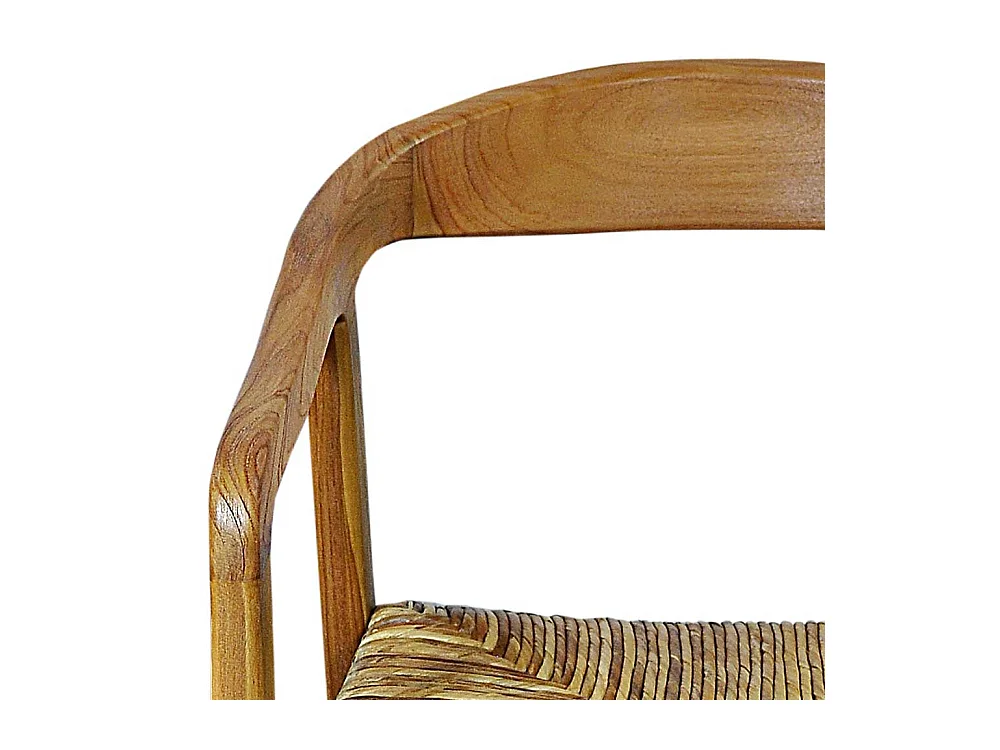 Armlehner aus Teak Massivholz und Rattan 45 cm Sitztiefe