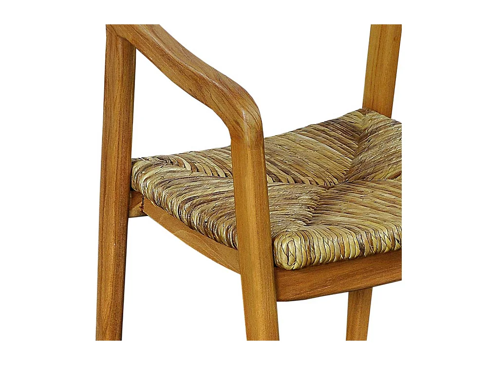 Armlehner aus Teak Massivholz und Rattan 45 cm Sitztiefe
