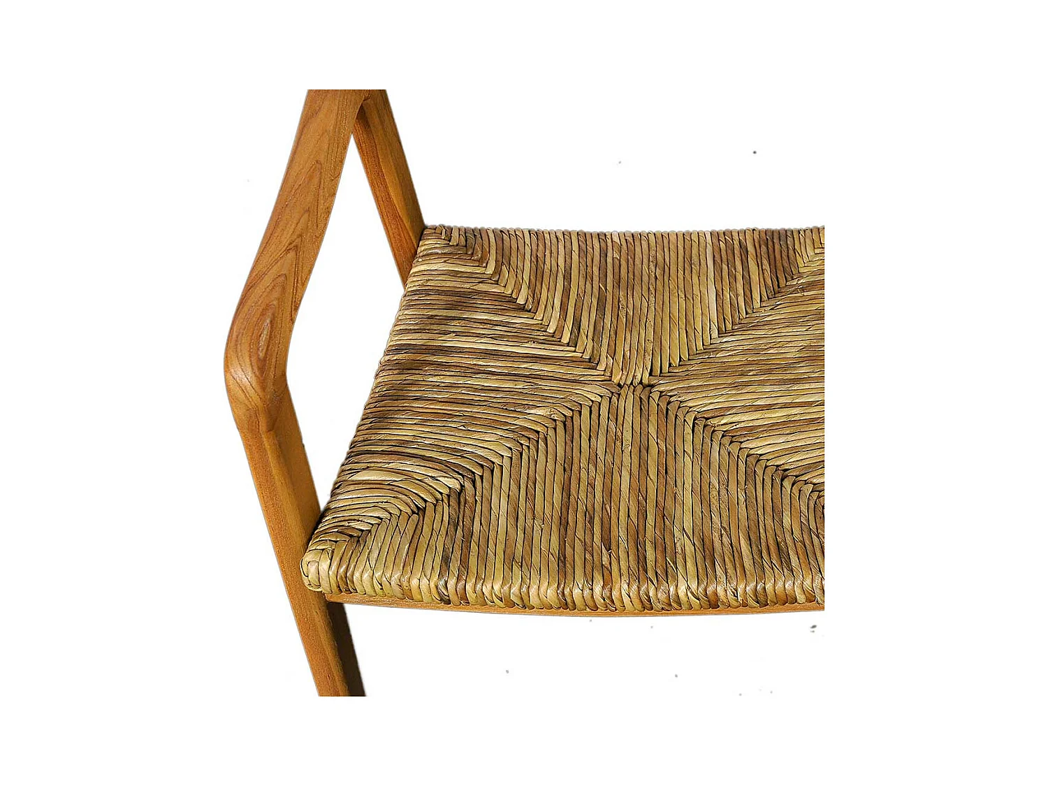 Armlehner aus Teak Massivholz und Rattan 45 cm Sitztiefe