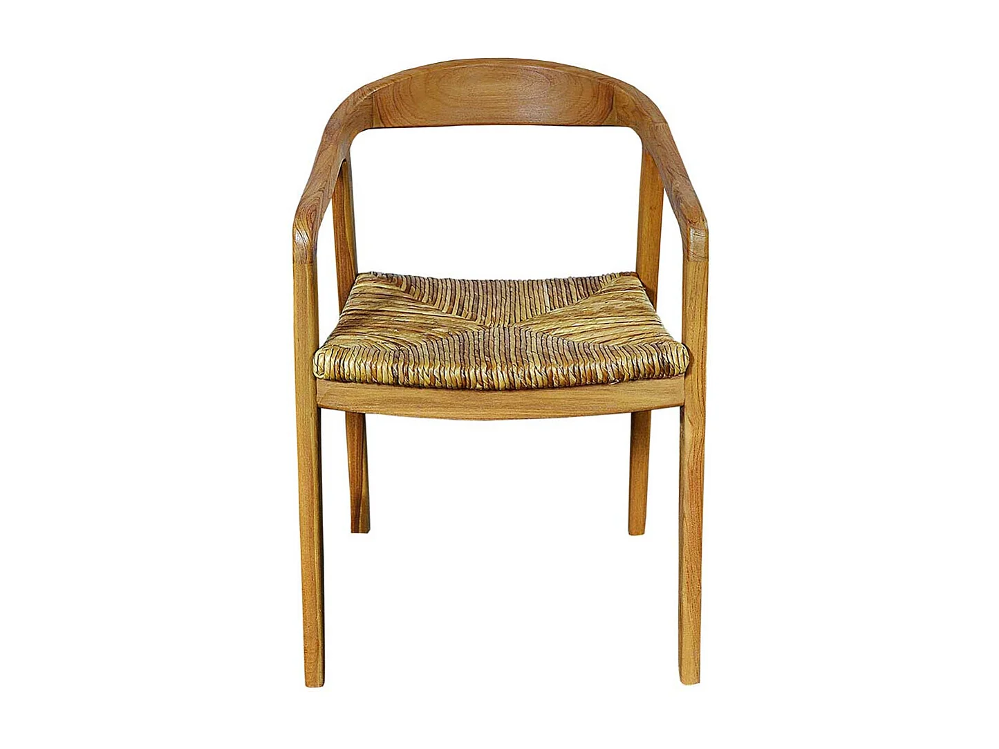 Armlehner aus Teak Massivholz und Rattan 45 cm Sitztiefe