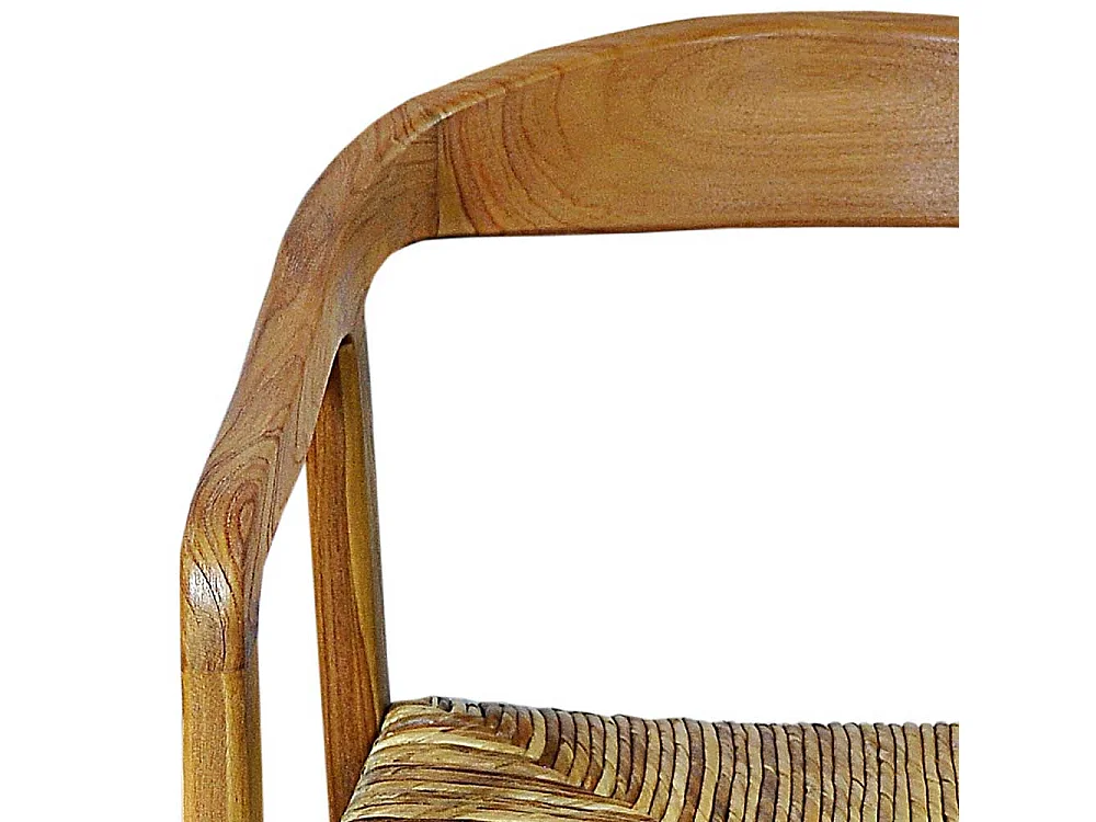 Armlehner aus Teak Massivholz und Rattan 45 cm Sitztiefe