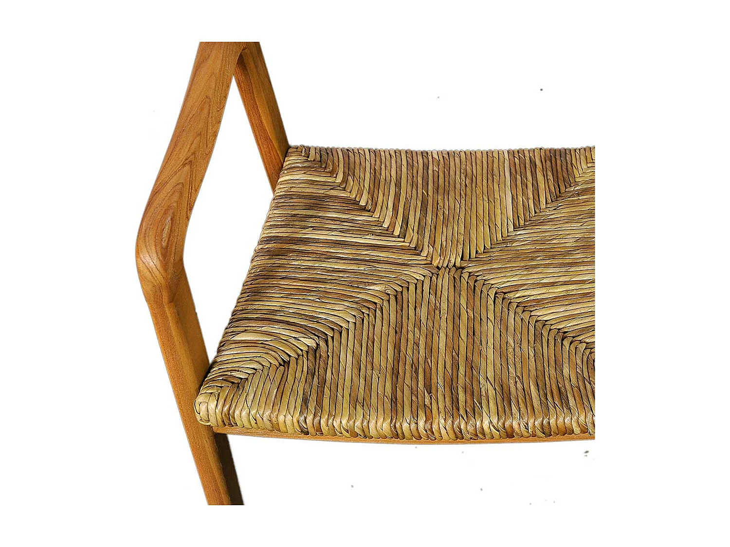 Armlehner aus Teak Massivholz und Rattan 45 cm Sitztiefe