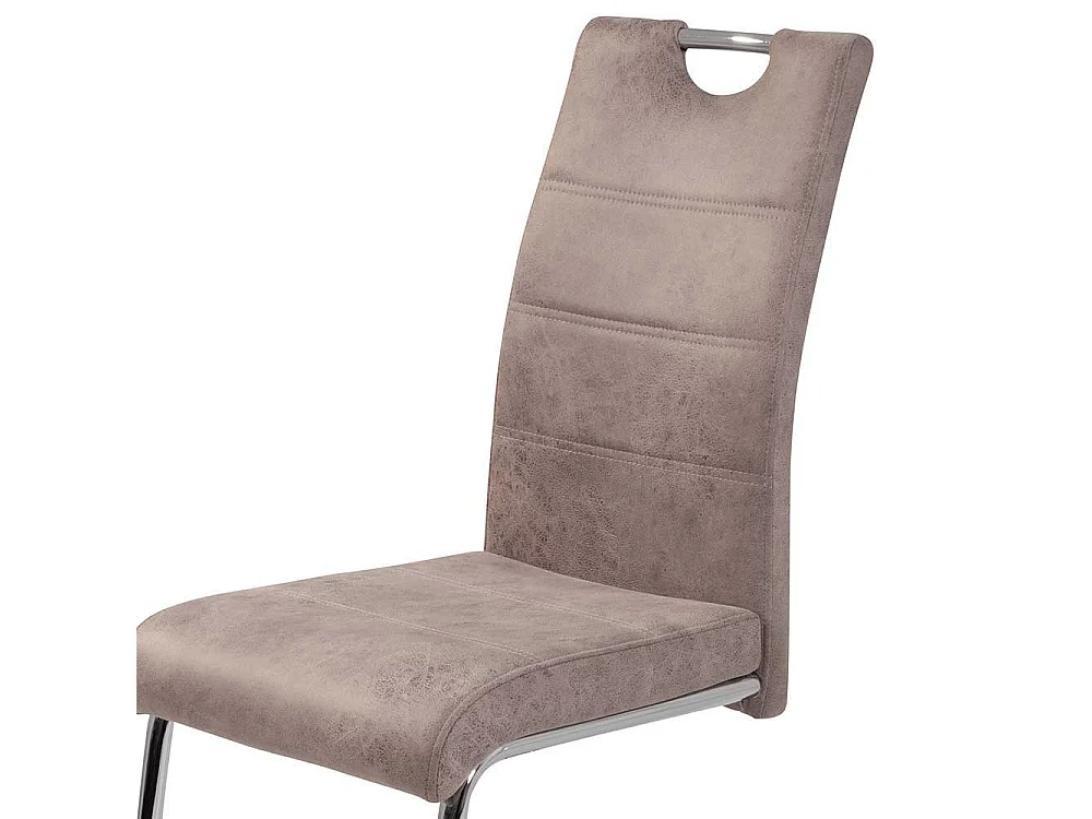 Freischwinger Stuhl in Beige Microfaser hoher Lehne (2er Set)