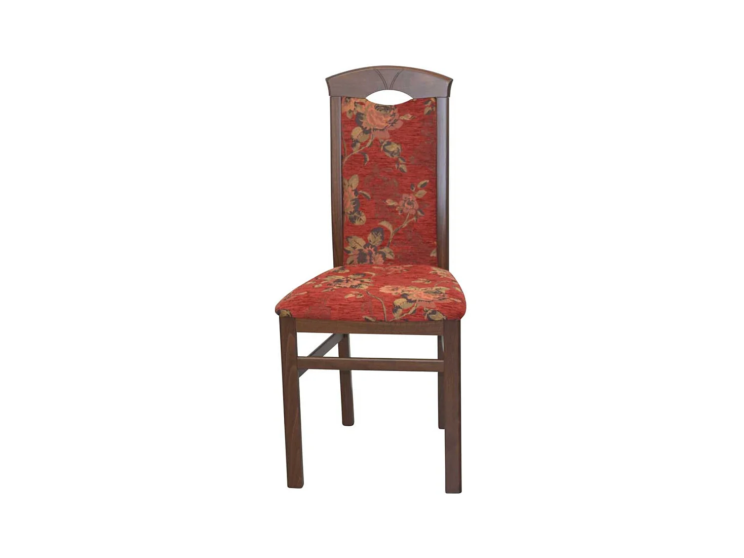Zwei Esstischstühle in Nussbaumfarben und Rot hoher Lehne (2er Set)