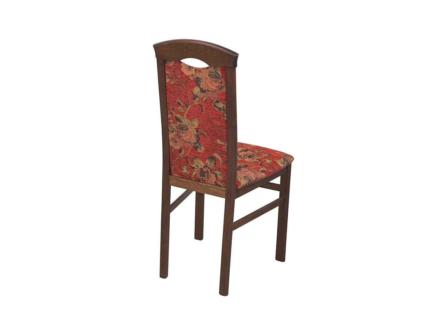 Zwei Esstischstühle in Nussbaumfarben und Rot hoher Lehne (2er Set)