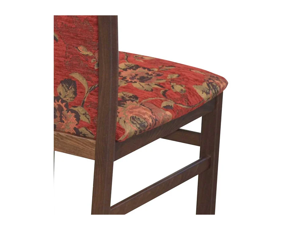 Zwei Esstischstühle in Nussbaumfarben und Rot hoher Lehne (2er Set)