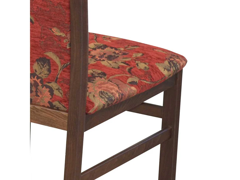 Zwei Esstischstühle in Nussbaumfarben und Rot hoher Lehne (2er Set)