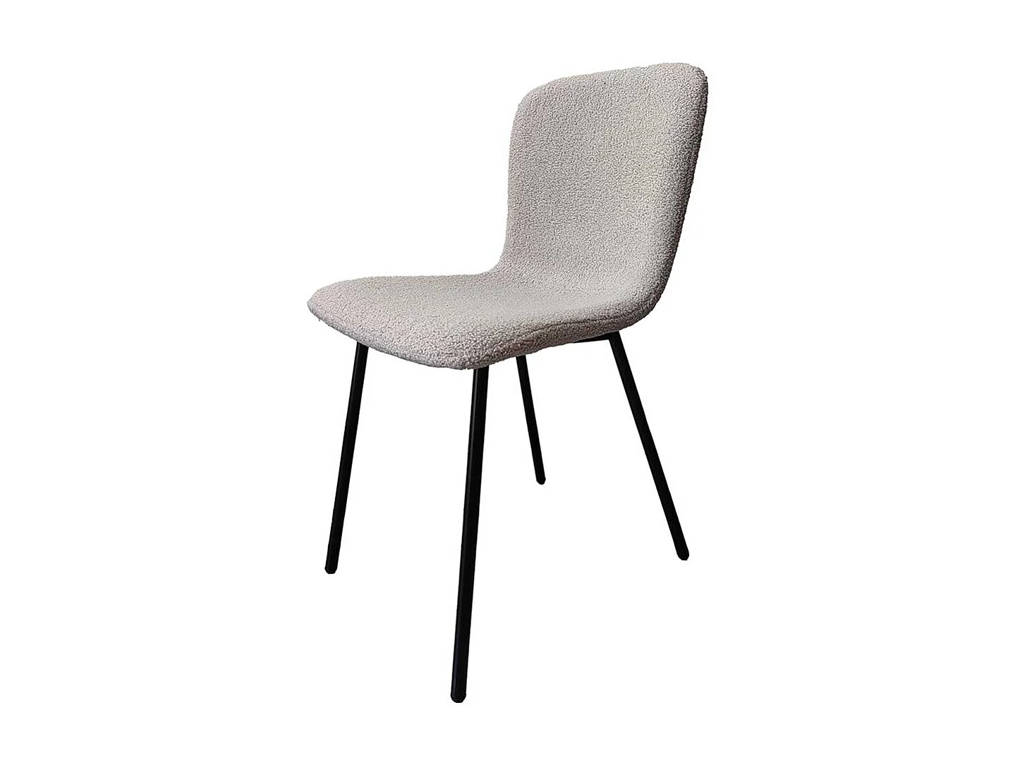 Stuhl Set Boucle Hellgrau mit Gestell aus Metall 48 cm Sitzhöhe (4er Set)