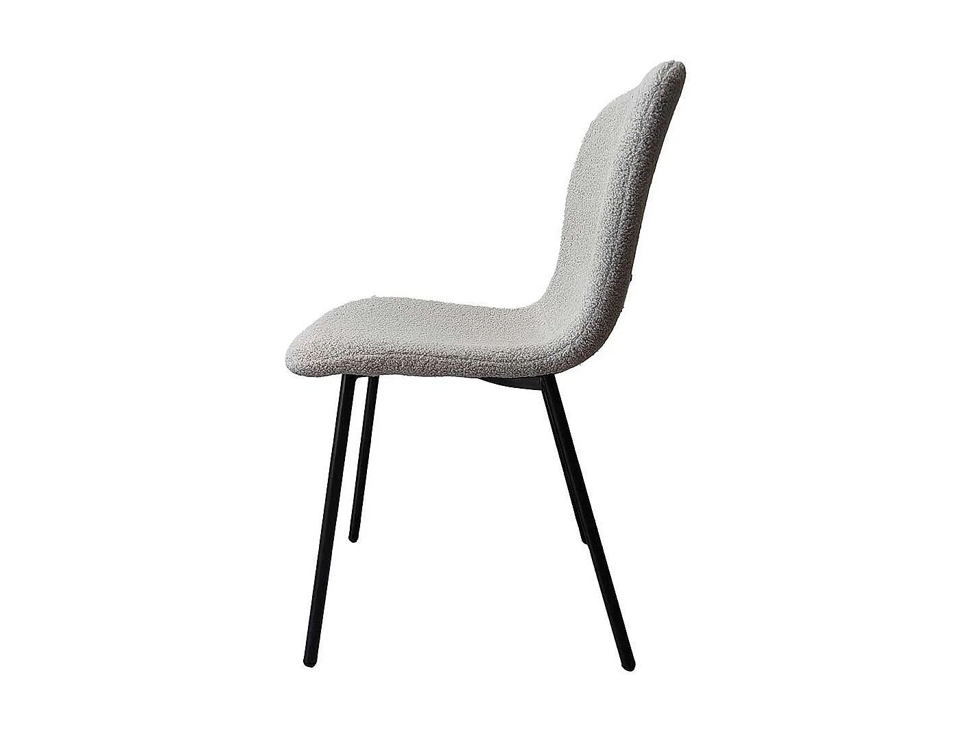 Stuhl Set Boucle Hellgrau mit Gestell aus Metall 48 cm Sitzhöhe (4er Set)