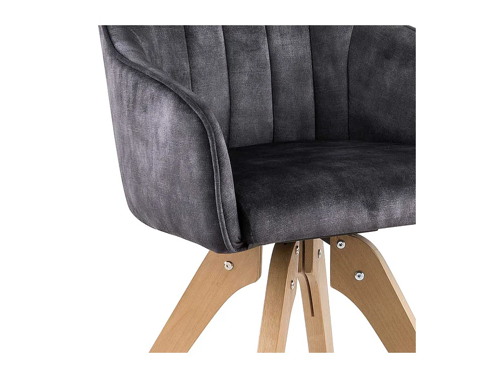 Drehbare Stühle in Anthrazit Velours Armlehnen (2er Set)