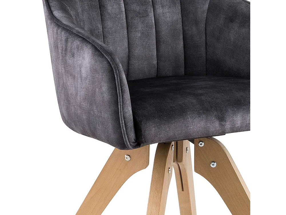 Drehbare Stühle in Anthrazit Velours Armlehnen (2er Set)