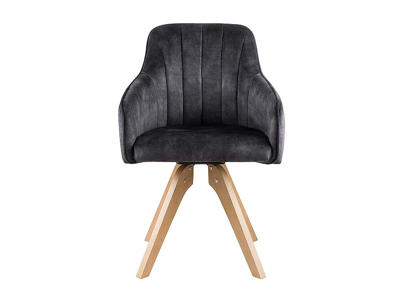 Drehbare Stühle in Anthrazit Velours Armlehnen (2er Set)