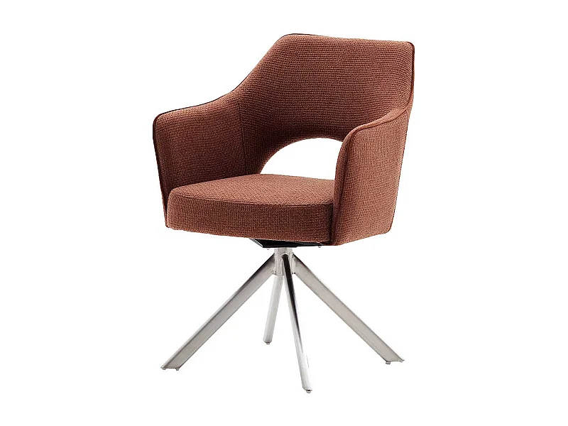 Armlehner in Rostfarben Strukturstoff Edelstahl (2er Set)